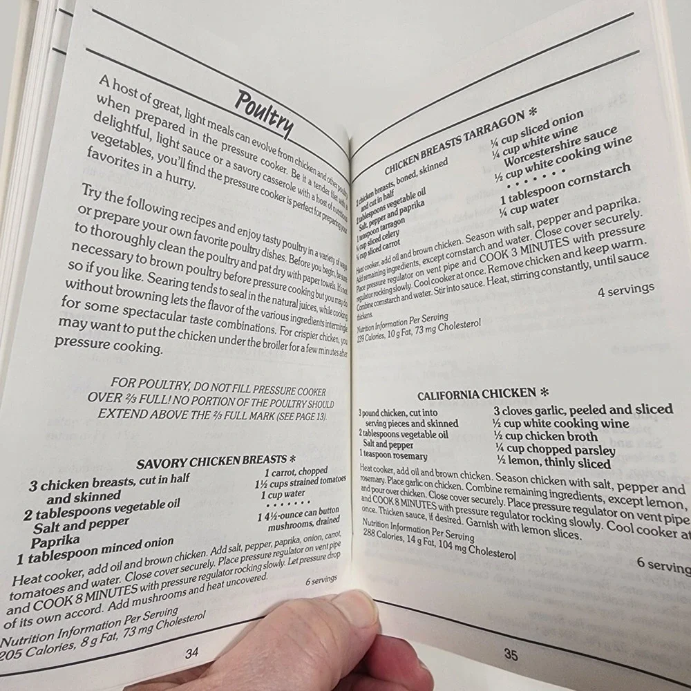 '90 Presto Aluminum Pressure Cooker Instruction Manual & Recipe Cookbook Booklet